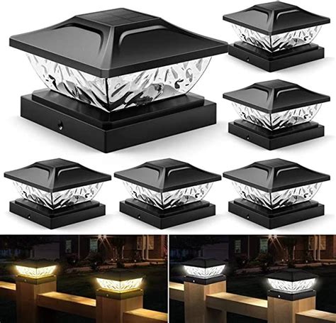 ENSLI Solar Post Cap Lights 6 Pack, 2 Mode Bright .